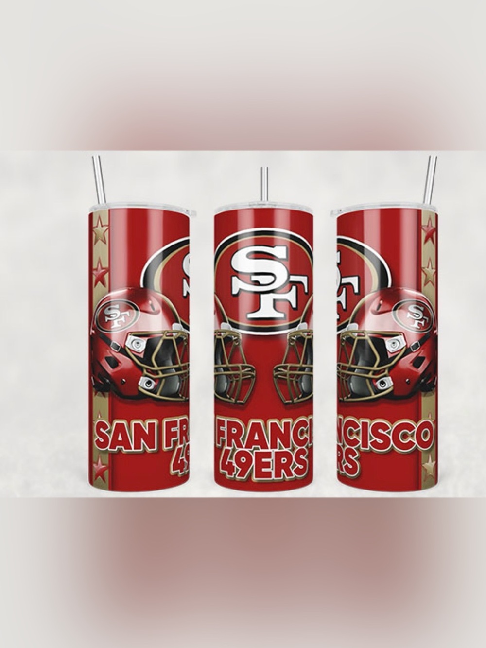 San Francisco 49ers 20 oz stainless steel tumbler,w/s.s. Straw&cleaner sealedNWT